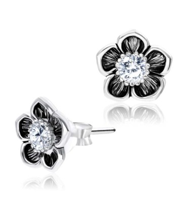 Lotus CZ Silver Ear Stud STS-3735